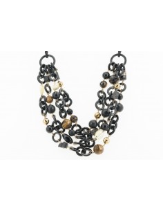 Collana Amlé in corno, onice, occhio di tigre, topazio lemon