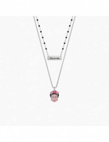 KIDULT Girocollo Acciaio 316L Love - Collana Donna Con Perline Nere | Gioiello Significativo Per Lei
