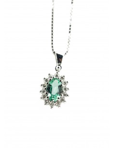 Collana PG con centrale in diamanti talio brillante e smeraldo. D. ct 0,14 S. ct 0,54
