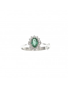 Anello PG con diamanti taglio brillante e smeraldo D. 0,14 G VS S. 0,60