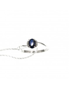 Anello PG con diamanti taglio brillante e zaffiro  blu D. 0,026 G VS Z. 0,65