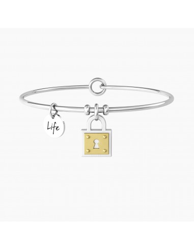 KIDULT Bracciale Acciaio 316L Con Placcatura Oro PVD E Ciondolo Cuore Love - Ipoallergenico, Ideale Per Regalo
