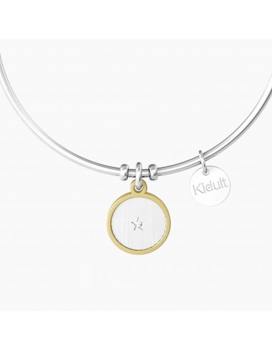 KIDULT Bracciale Acciaio 316L Con Placcatura Oro PVD E Ciondolo Cuore Love - Ipoallergenico, Ideale Per Regalo