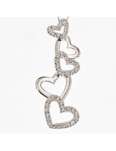 Collana Aprile Gioielli con pendenti a forma di cuore con diamanti taglio brillanti D. ct0,38