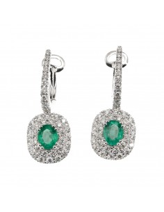 Orecchini Davide e Delucchi con diamanti taglio brillante e smeraldo naturale. D. ct. 0,78 S. ct 0,80