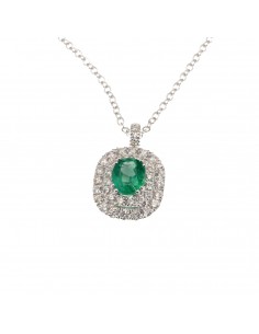 Girocollo Davide e Delucchi con diamanti taglio brillante e smeraldo naturale. D. ct. 0,50 S. ct 0,65