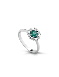 Anello  PeG con diamante taglio brillante  e smeraldo D.ct. 0,11 S. ct.0,33
