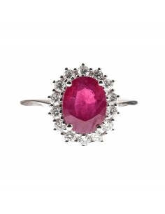 Anello in oro bianco Aprile Gioielli con rubino centrale e diamanti taglio brillante D. 0,40 R 1,94