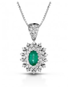 Collana donna PG gioielli collezione Imperial in oro bianco con diamanti e smeraldo