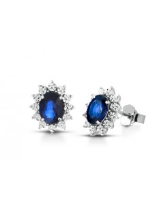 Orecchini PeG con diamanti taglio brillante e zaffiro blu Z. ct1,65