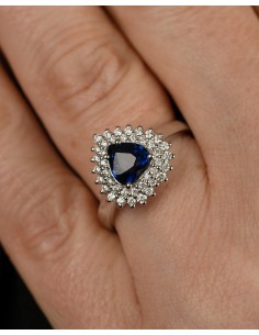 Anello Marika gioielli con zaffiro blu e diamanti Z.1,12 D. 0,33 G vvs