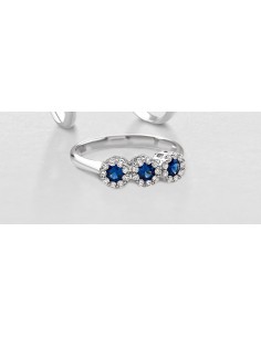 Anello Giorgio Visconti con diamanti taglio brillante e zaffi blu D. ct 0,22 Z ct 0,45