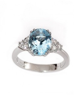 ANELLO CON ACQUAMARINA E CONTORNO DI DIAMANTI - GIORGIO VISCONTI 2