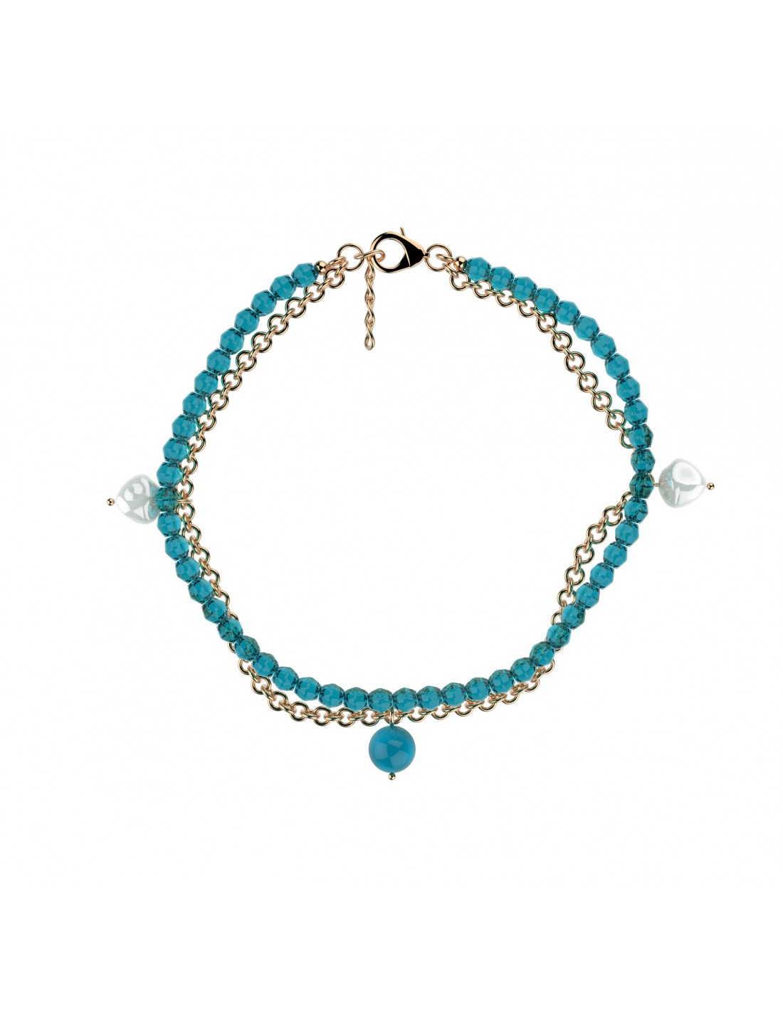 LES POULETTES BIJOUX Bracciale Doppio Giro Talismano Scarabeo In Lapislazzuli E Perle - Argento 925