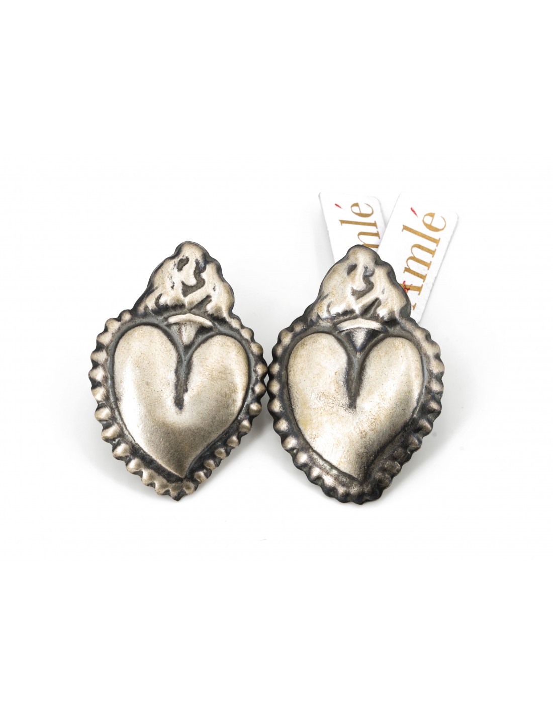 Orecchini A Cuore In Argento Brunito – Filigrana Sarda Artigianale A Nido D’ape