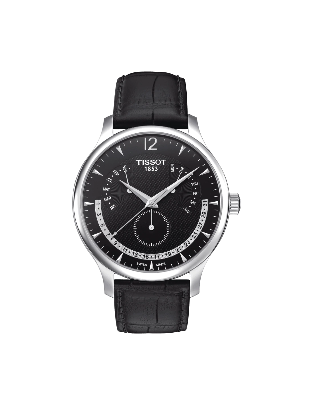 Tissot Orologio Automatico T0994071603700 - Cassa 42mm, Quadrante Argento, Cinturino Pelle Nera - Swiss Made