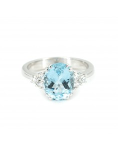 ANELLO CON ACQUAMARINA E CONTORNO DI DIAMANTI - GIORGIO VISCONTI