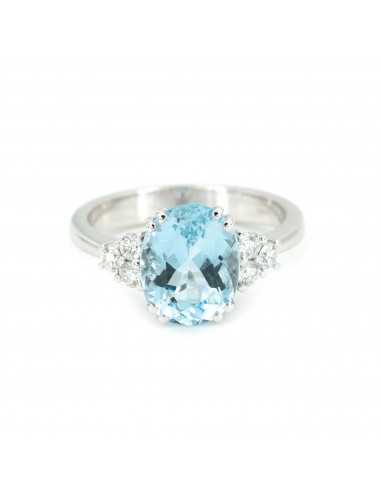 ANELLO CON ACQUAMARINA E CONTORNO DI DIAMANTI - GIORGIO VISCONTI